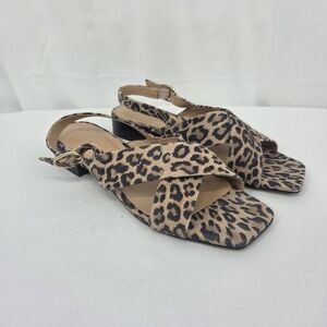 Maeve Crisscross Slingback Sandals Leopard size 40 9-9.5